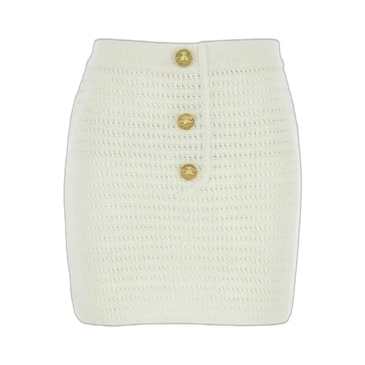 Button-Front Crochet Mini Skirt