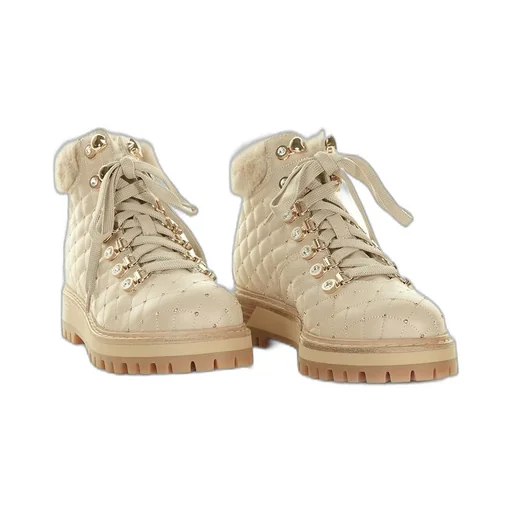 Quilted Ankle Boots With Fur Trim