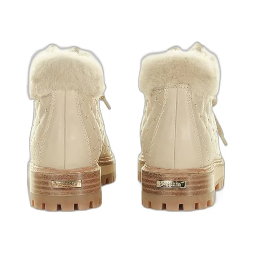 Quilted Ankle Boots With Fur Trim