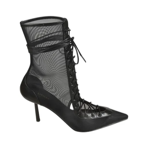 Mesh Lace-Up Ankle Boots