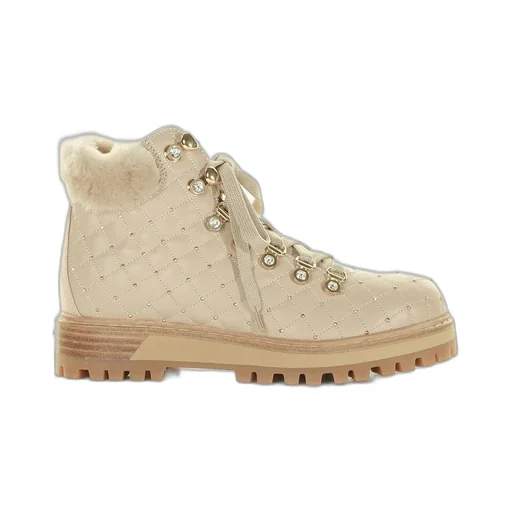 Quilted Ankle Boots With Fur Trim