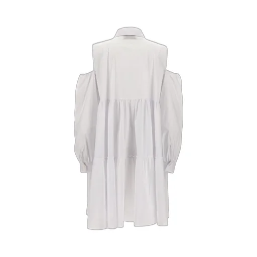 Cold Shoulder Tiered Shirt Dress