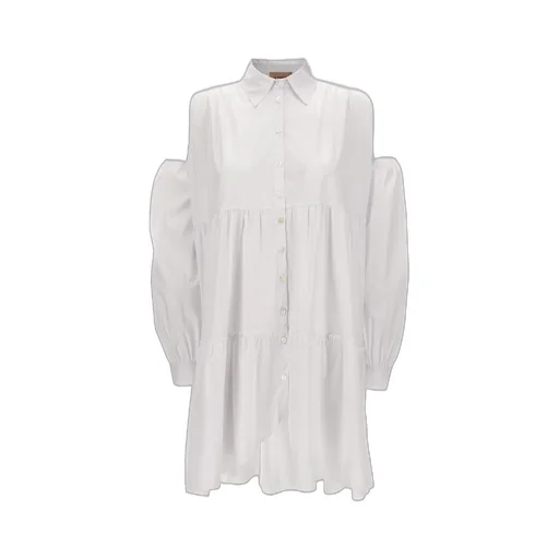 Cold Shoulder Tiered Shirt Dress