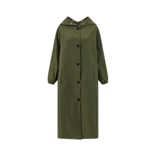 Hooded Trench Coat With Lace Overlay