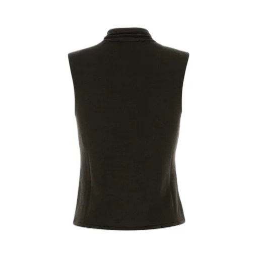 Sleeveless Turtleneck Vest With Draped Front