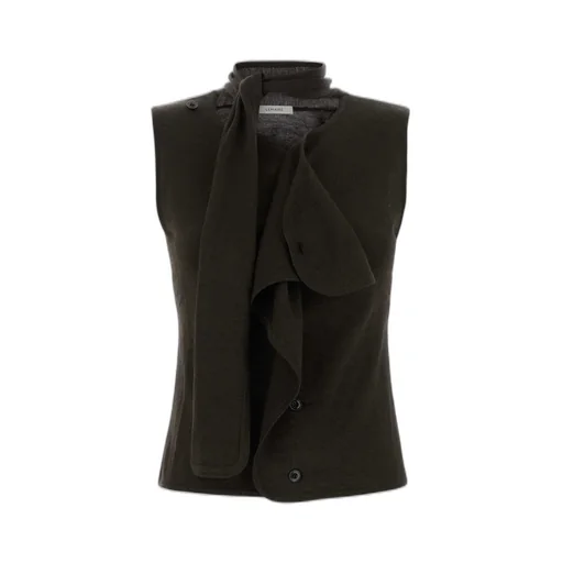 Sleeveless Turtleneck Vest With Draped Front