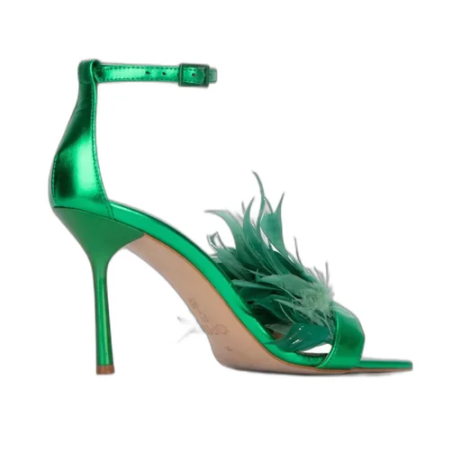 Feather-Embellished Sandals
