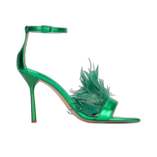 Feather-Embellished Sandals