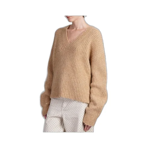 V-Neck Sequin Embellished Sweater