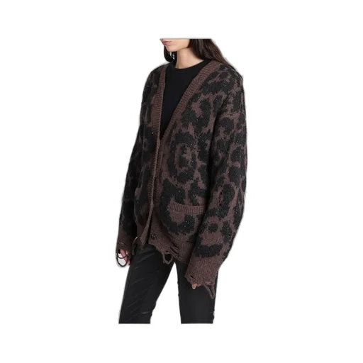 Leopard Print Distressed Cardigan