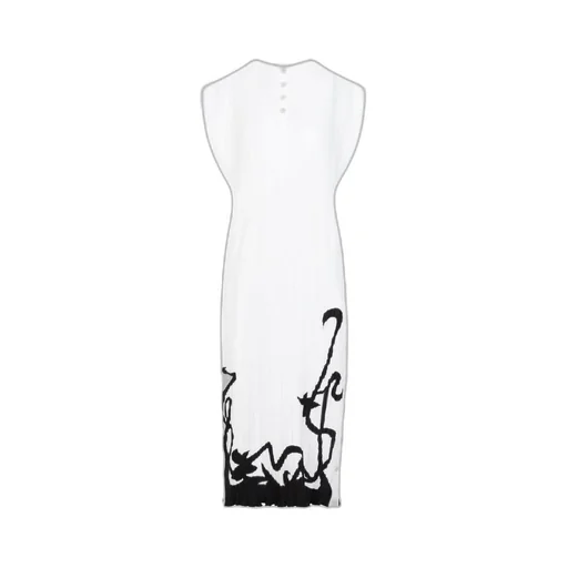 Pleated Midi Dress With Embroidery
