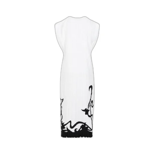 Pleated Midi Dress With Embroidery