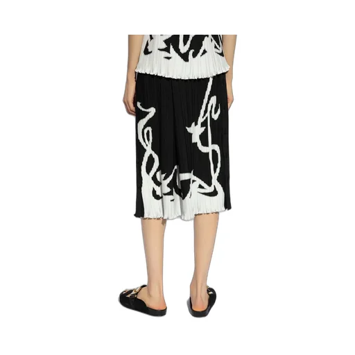 Pleated Midi Skirt With Graphic Print