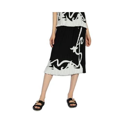 Pleated Midi Skirt With Graphic Print
