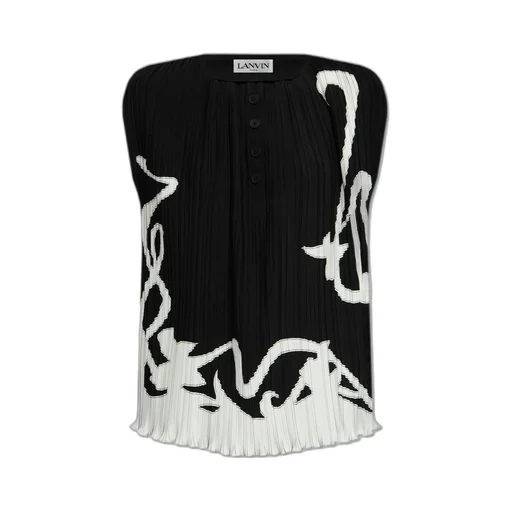 Pleated Top With Graphic Print