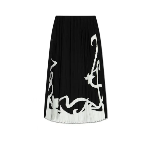 Pleated Midi Skirt With Graphic Print