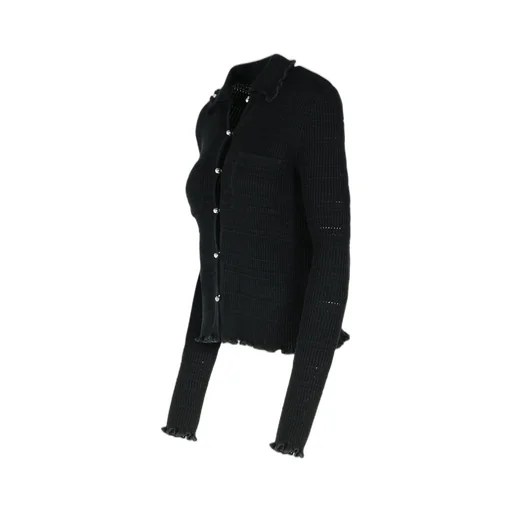 Cardigan With Ruffled Collar And Cuffs