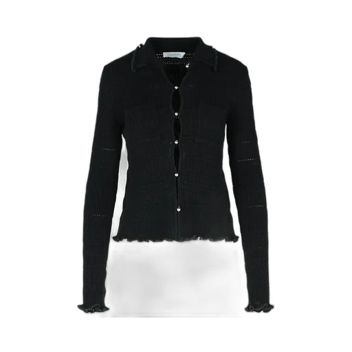 Cardigan With Ruffled Collar And Cuffs