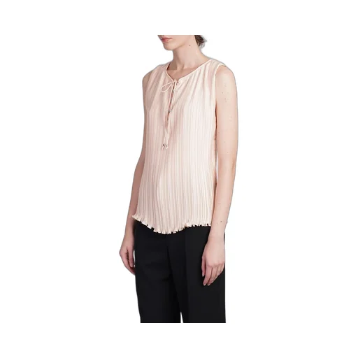 Pleated Tie-Neck Blouse