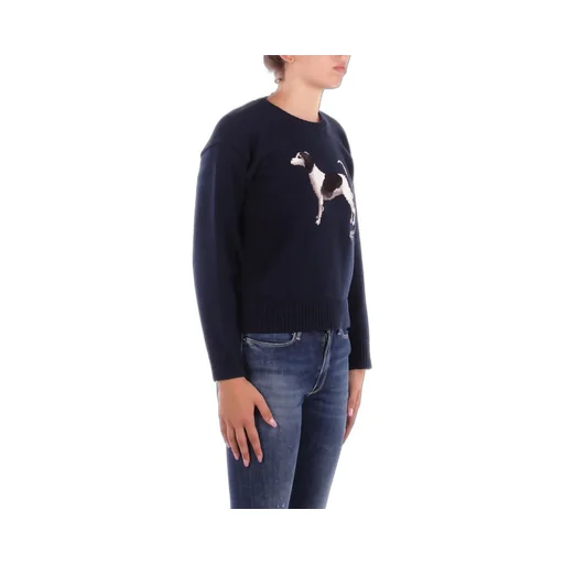 Crewneck Sweater With Dog Intarsia