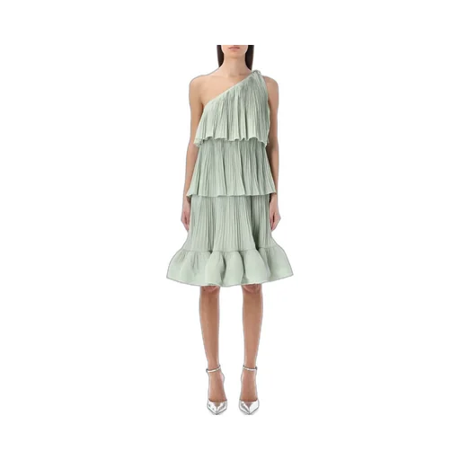 Tiered Pleated One-Shoulder Dress