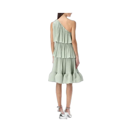 Tiered Pleated One-Shoulder Dress