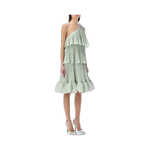 Tiered Pleated One-Shoulder Dress