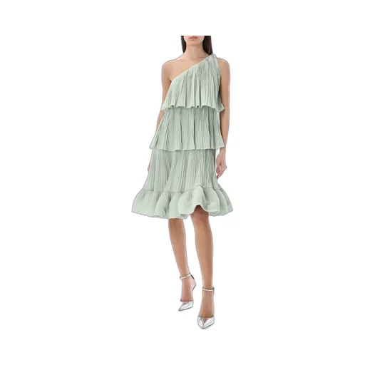 Tiered Pleated One-Shoulder Dress