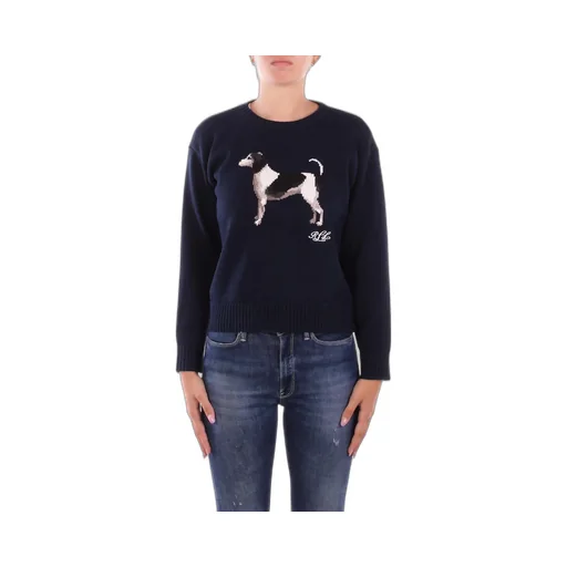 Crewneck Sweater With Dog Intarsia