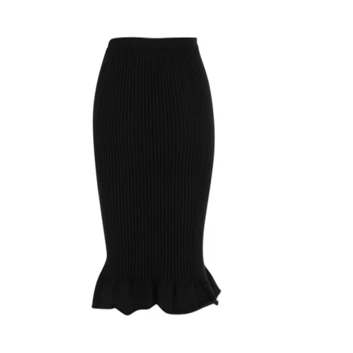 Ribbed Knit Midi Skirt