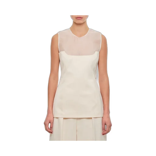 Sleeveless Sheer Yoke Top