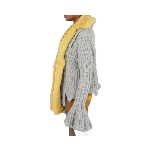Knit Jacket With Faux Fur Trim