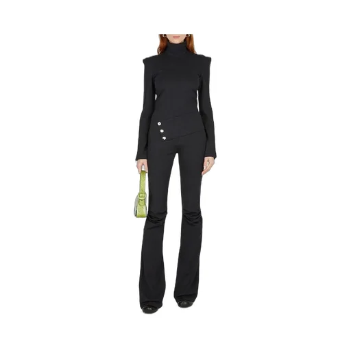 Turtleneck Top With Padded Shoulders