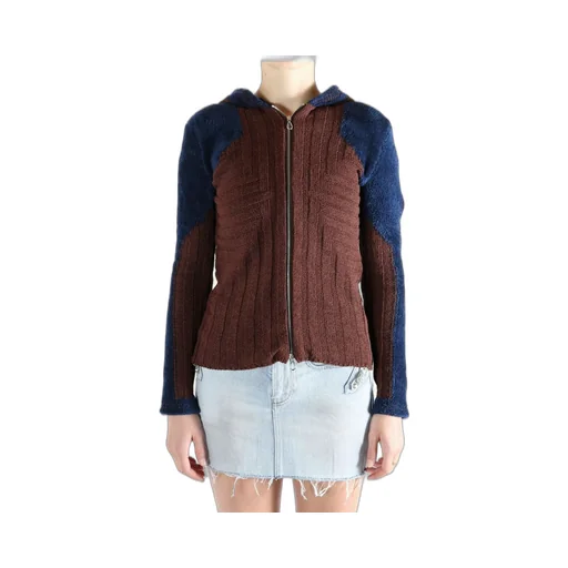 Hooded Zip-Up Knit Cardigan