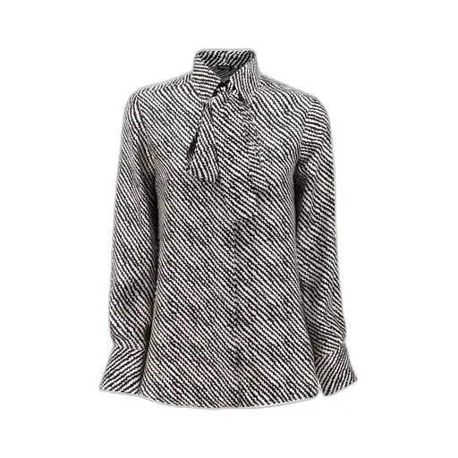 Printed Silk Blouse With Pussy-Bow Collar