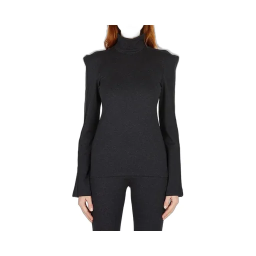 Turtleneck Top With Padded Shoulders