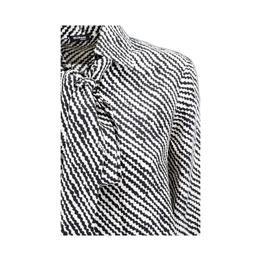 Printed Silk Blouse With Pussy-Bow Collar