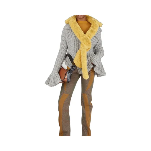 Knit Jacket With Faux Fur Trim