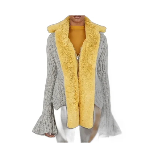Knit Jacket With Faux Fur Trim