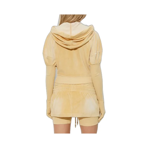 Velour Zip-Up Hoodie With Integrated Gloves