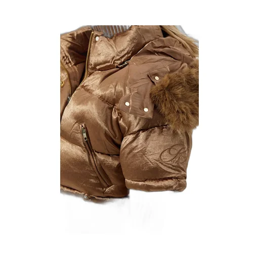 Cropped Down Jacket With Fur Trim