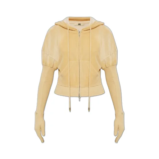 Velour Zip-Up Hoodie With Integrated Gloves