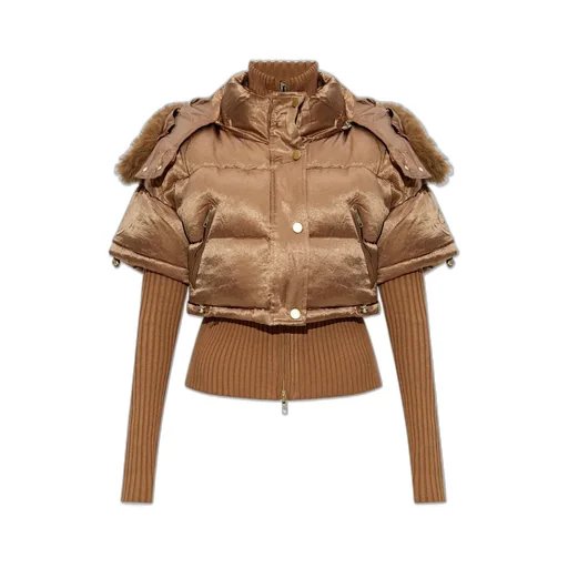 Cropped Down Jacket With Fur Trim