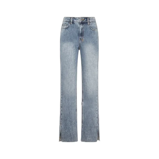 High-Waisted Straight Leg Jeans With Side Slits