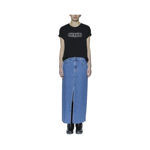 Maxi Denim Skirt With Slit