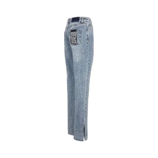 High-Waisted Straight Leg Jeans With Side Slits