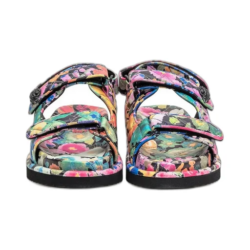 Floral Print Quilted Sandals