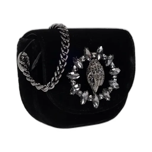 Velvet Shoulder Bag With Embellishment