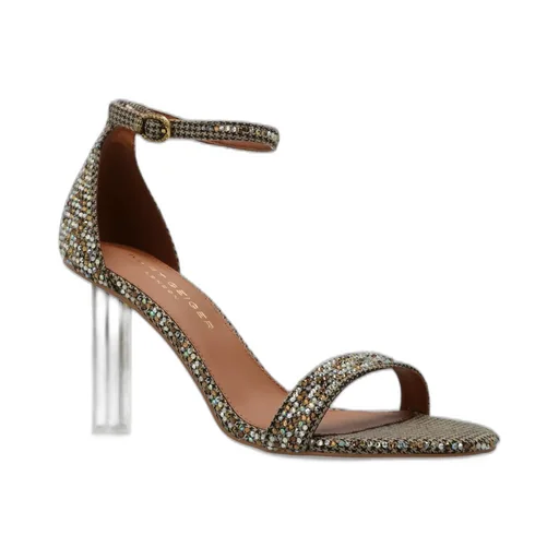 Crystal-Embellished Ankle Strap Sandals