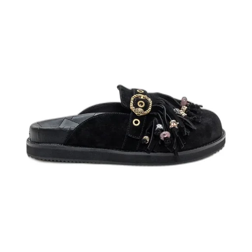 Mules With Fringe And Beads